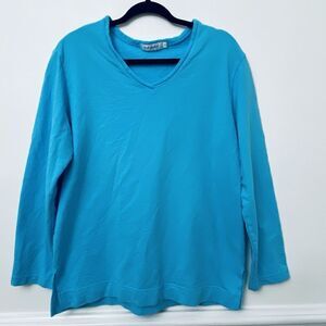 Fresh Produce Womens Blue Small  Cotton Sweatshirt Tunic Top